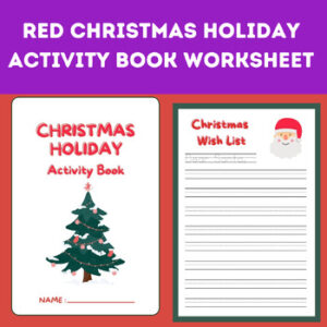 Red Christmas Holiday Activity Book Worksheet